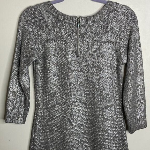 NWT INC International Concepts Size S Silver Metallic Long Tunic Sweater $90 - Picture 7 of 9